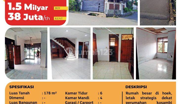 Rumah komplek besar hoek 2 lantai dkt Greenlake City dan Kosambi Baru dkt pasar dan restaurant jln Dpn lewat jatlingko. Dapur dan taman luas dan BBS banjir  1