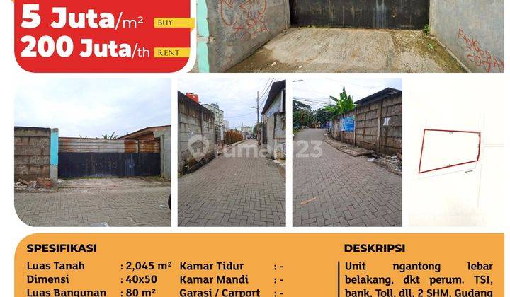Kavling +gudang u/industri, 2 SHM dkt pabrik  2