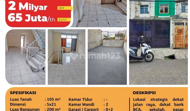 Ruko lt 105 m 3 lt  5x21 parkir luas duri Kosambi dekat Komplek Kosambi Baru dan Taman Semanan Indah dkt pasar laris dan tradisional  1