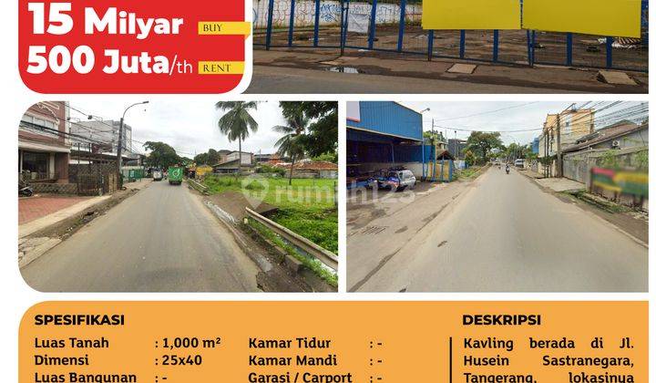 Kavling Jl. Husein Sastranegara, Tangerang, 25x40m², SHM 2