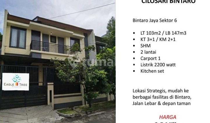 SUPERMURAH. Rumah Cilosari, Bintaro Jaya. SiapHuni 2lt, STRATEGIS