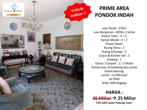 Turun Harga, Dijual Rumah Pondok Indah, Jak Sel. 2 Lt, Terawat Turun Harga, Dijual Rumah Pondok Indah, Jak Sel. 2 Lt, Terawat