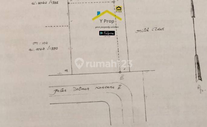 Dijual Tanah di Kebayoran Lama, Lt.615m2, Bentuk Kotak, Akses 2 Mobil, Jl Delman, Jakarta Selatan 2