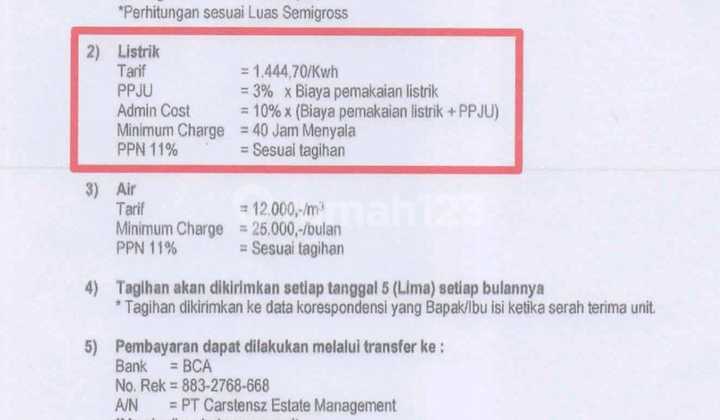 Dijual Apartemen Premium Carstensz Residences Tipe 3 BR Premier Brand New
