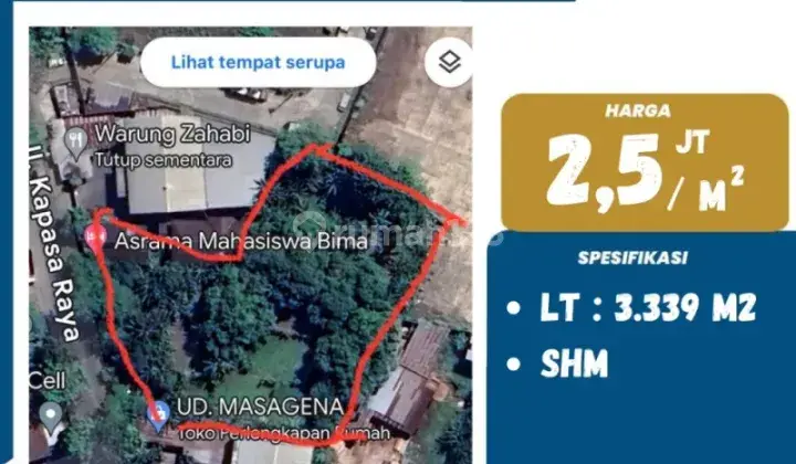 DIJUAL KAVLING MURAH DI JALAN KAPASA RAYA COCOK UNTUK SEGALA JENIS USAHA 1