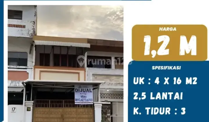 DIJUAL RUKO 2,5 LANTAI DI JALAN SULTAN DG. RAJA  1