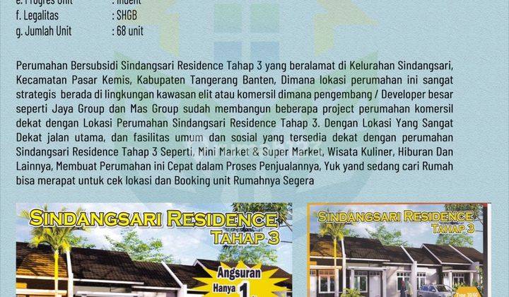 Rumah subsidi, Sindangsari residence tahap 3 2