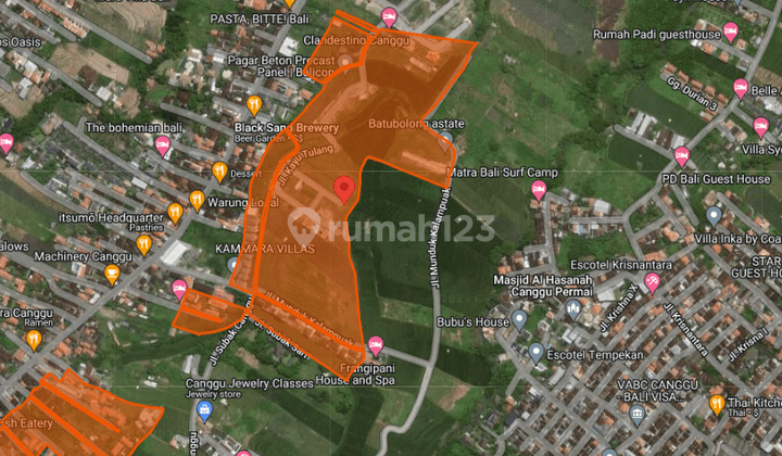 Tanah di Canggu, Badung 628 m²