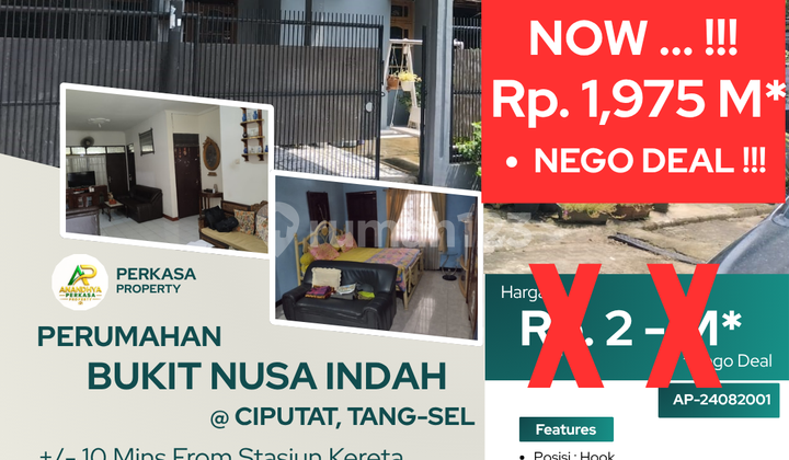 Dijual Cepat Rumah Hook 1 LT SHM di Bukit Nusa Indah Ciputat - "Turun Harga" Nego Sampai Deal Dijual Cepat Rumah Hook 1 LT SHM di Bukit Nusa Indah Ciputat - "Turun Harga" Nego Sampai Deal