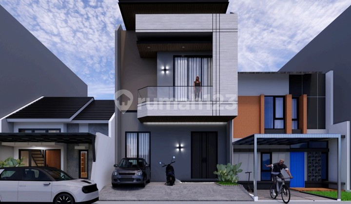 Rumah 3 lantai 4+1 kamar bangunan mandiri di Alam Sutera