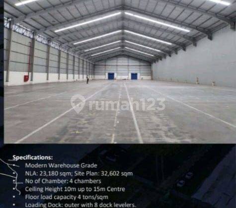 Di Sewakan Gudang di Cikarang, 
Modern Warehouse Grade 

Luas Lahan 38.814sqm
Luas Gudang 23.260sqm
Lantai Permukaan: Pelapis Lantai Epoxy 2