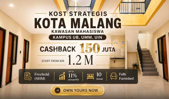 Kost Strategis Kota Malang Full Furnish Kawasan Kampus