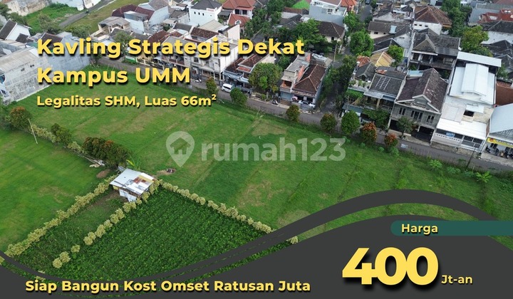 Plot on the Main Road, Just a Step Away to UMM Tlogomas Malang Campus, Suitable for Building a Boarding House.