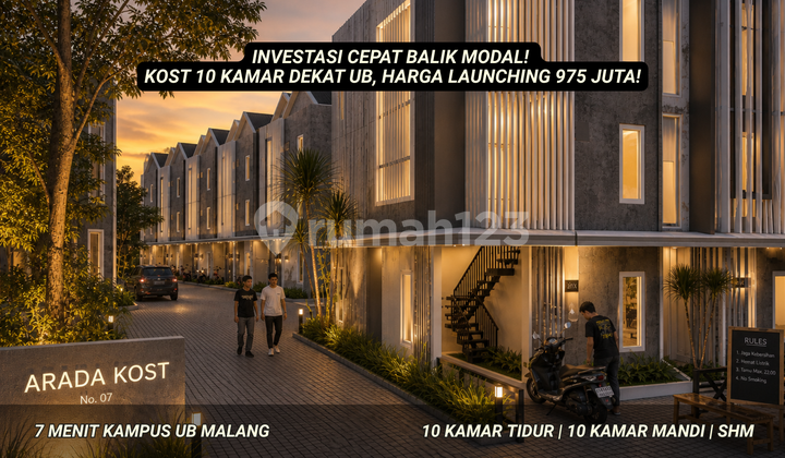 Rumah Kost 10 Kamar Full Furnished 7 Menit Kampus Ub Malang