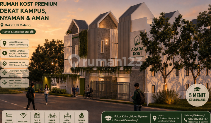 Rumah Kost 10 Kamar Full Furnished 5 Menit Dari Kampus Ub Malang