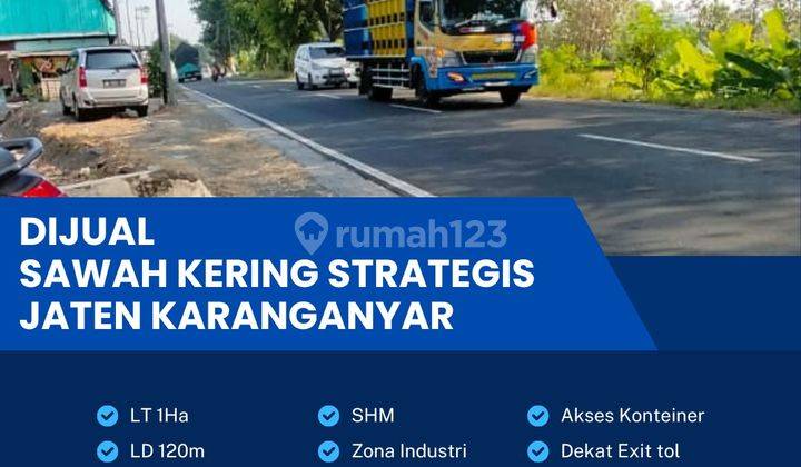 Dijual Cepat Zona Industri,lokasi Jaten,karanganyar,luas 1 Ha,bu  1