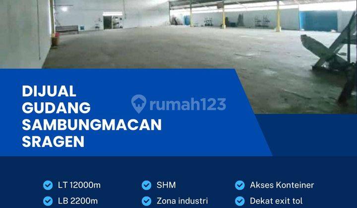 Dijual Gudang Industri Pergudangan 1,2 Ha Berlimbah di Sragen  1