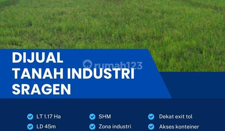 Dijual Bu Lahan Zona Industri 1,17 Ha Lokasi Karangmalang Sragen 1