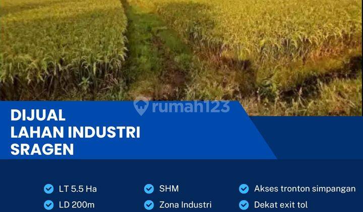 Dijual Tanah Zona Industri Luas 5,5 Ha Berlimbah Sragen 1