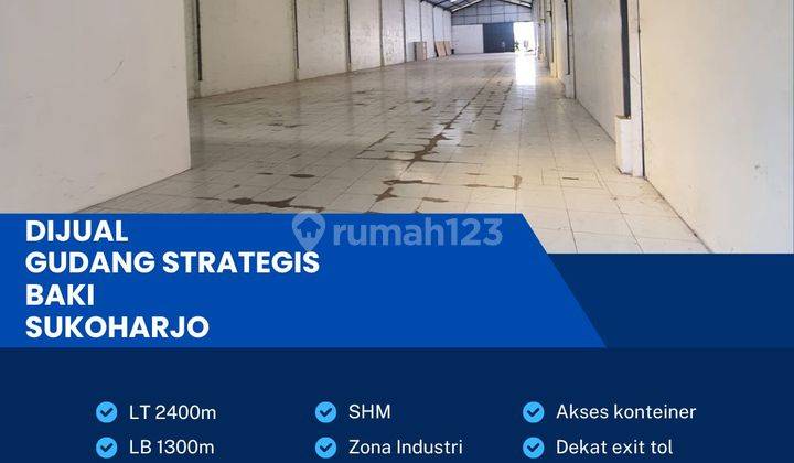 Dijual Gudang Industri Pergudangan 2400m2 Berlimbah di Baki, Sukoharjo 1