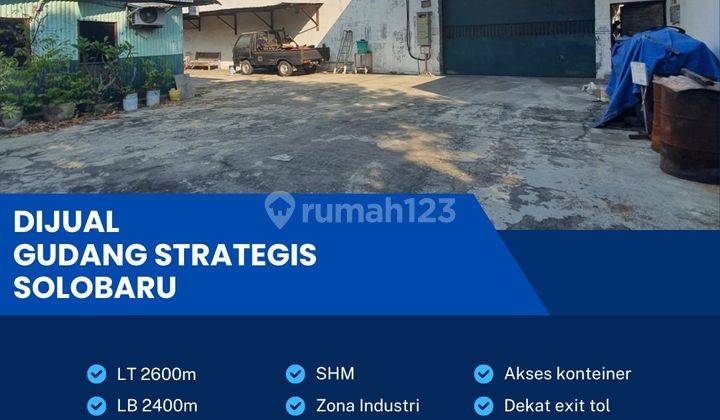 Dijual Gudang Industri Pergudangan 2600m2 Berlimbah di Solo Baru  1