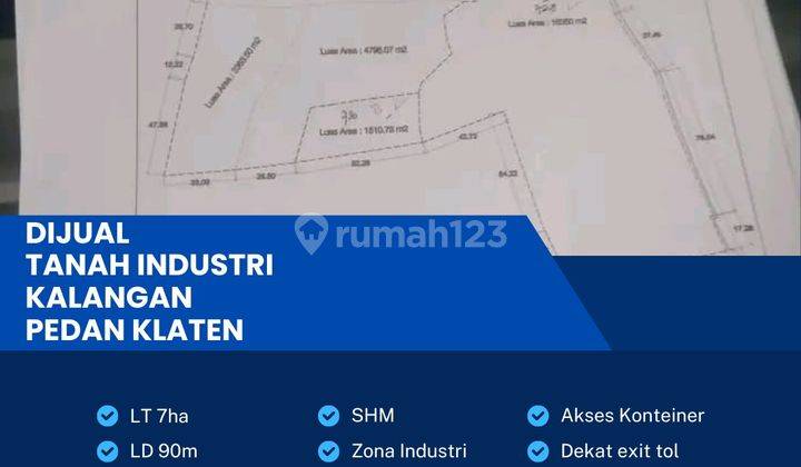 Dijual Tanah Zona Industri 7 Hektar Berlimbah di Pedan,klaten 1