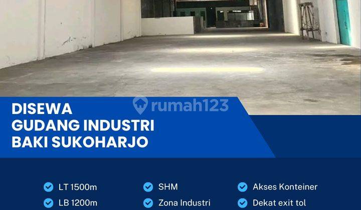 Disewakan Gudang Industri Pergudangan Luas 1500m Berlimbah Sukoharjo 1