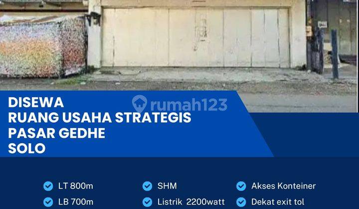 Disewakan Ruang Usaha  Strategis Luas 800m2 Lokasi Jebres,Surakarta  1