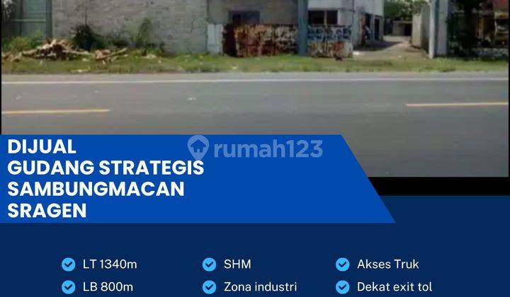 Dijual Gudang Industri Pergudangan 1340m2 Berlimbah Sambungmacam,Sragen 1