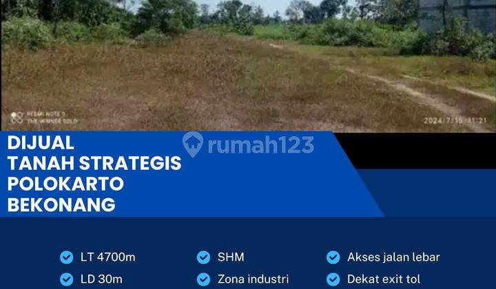 Dijual Tanah Zona Industri Pergudangan 4700m2 Berlimbah Polokarto,Sukoharjo  1