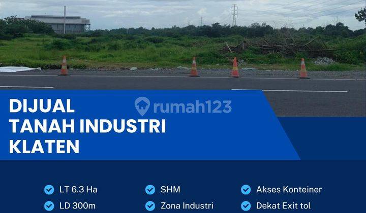 Dijual Cepat Lahan Zona Industri,lokasi Ceper,klaten,luas 6,3 Ha,bu  1