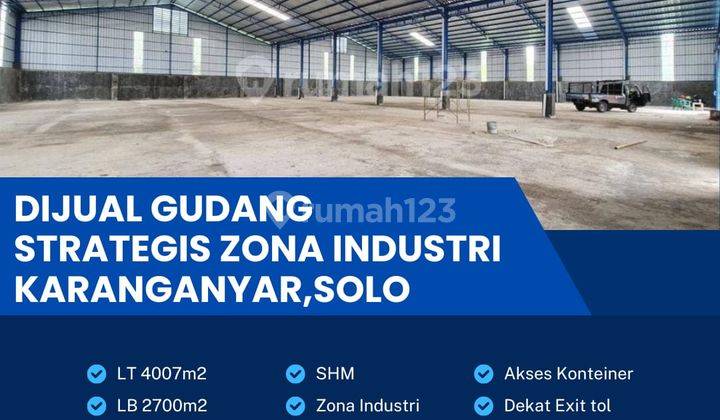 Dijual Gudang Strategis di Karanganyar luas 4007m BU! 1