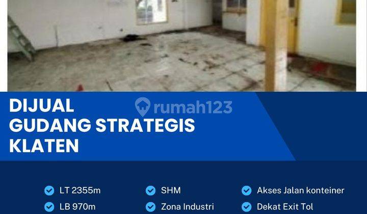 Dijual Gudang Strategis Zona Industri,lokasi Klaten 2355m2,BU  1