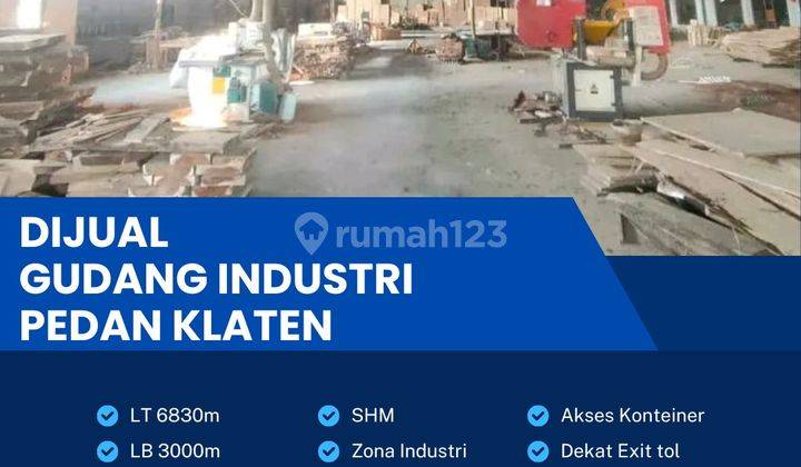 Dijual Cepat Gudang Zona Industri,lokasi Pedan,klaten,luas 6830m2,BU  1