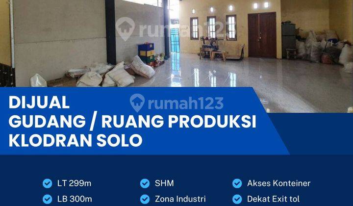 Dijual Gudang Zona Industi,lokasi Colomadu,karanganyar 299m2 Bu  1