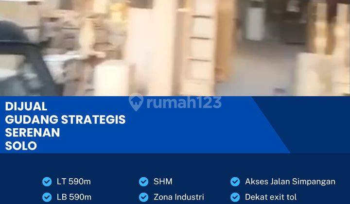 Dijual Cepat Gudang Zona Industri,lokasi Serenan Klaten 590m2,BU  1