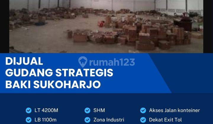 Dijual Gudang Strategis Zona Industri,lokasi Solo Baru 4200m2,BU  1