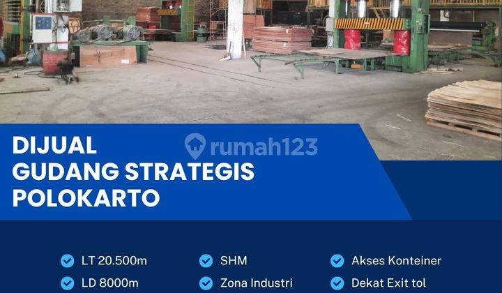 Dijual Gudang Industri,lokasi Polokarto,sukoharjo,luas 2 Ha,bu  1