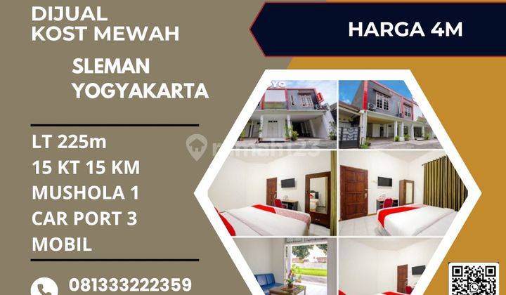 Dijual Kost Strategis Minimalis,lokasi Sleman Yogyakarta,225m2,bu  1