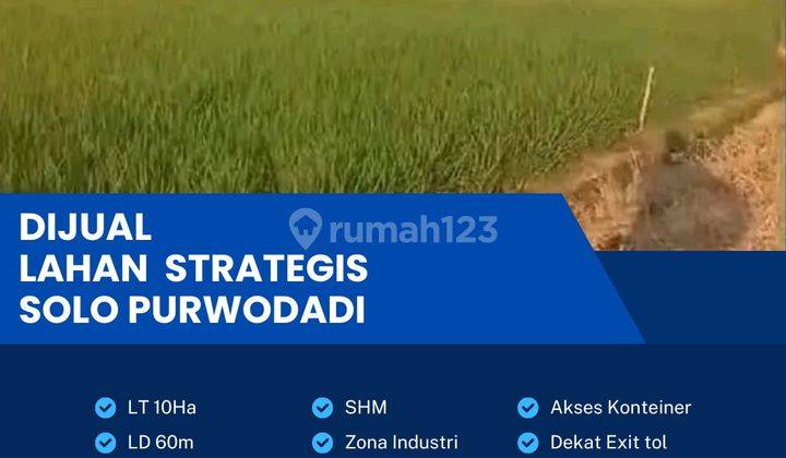 Dijual Lahan Industri,lokasi Sumberlawang,sragen,luas 10 Ha,bu  1