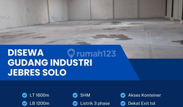 Disewakan Gudang Strategis 1600m2 Zona Kuning Lokasi Jebres,solo 1