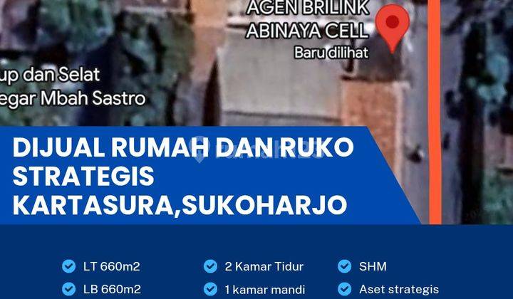 Dijual ruko lokasi gumpang Kartasura luas 660m BU! 1