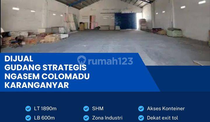 Dijual Gudang Strategis Industri Pergudangan 1890m2 Colomadu,Karanganyar  1