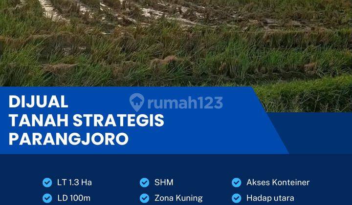 Dijual Lahan Strategis Zona Kuning,Lokasi Grogol, Sukoharjo,Luas 1,3 Ha,Bu! 1