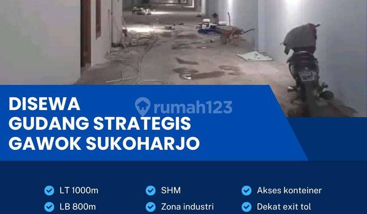 Disewakan Gudang Strategis Zona Industri 1000m2 Lokasi Gawok,sukoharjo  1