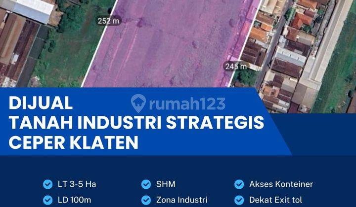 Dijual Lahan Strategis Zona Industri,lokasi Ceper Klaten,luas 5 Ha,bu  1