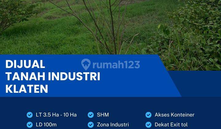 Dijual Cepat Lahan Zona Industri,lokasi Ceper,klaten,luas 10 Ha,bu  1