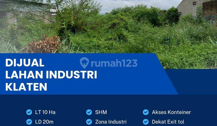 Dijual Cepat Lahan Zona Industri,lokasi Ceper,klaten,luas 10 Ha,bu  1