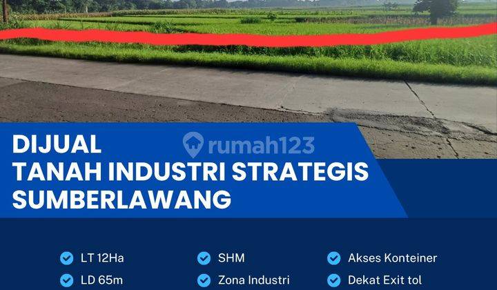 Dijual Lahan Strategis Industri,lokasi Sumberlawang,sragen,12 Ha,bu  1