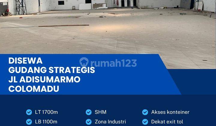 Disewa Gudang Strategis Luas 1700m2 Zona Kuning Lokasi Colomadu,solo 1